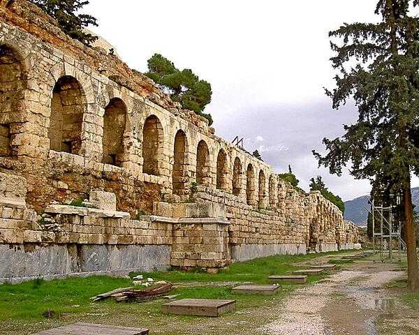 A view of the exterior of the Odeon of Herodes Atticus in Athens, constructed A.D. 161.
