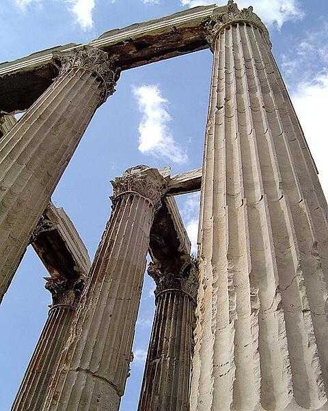 Close up of some of the Corinthian columns of the Temple of Olympian Zeus (Olympieion) in Athens.