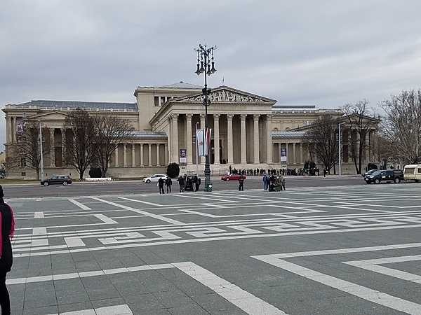 The Museum of Fine Arts in Budapest is situated to the left of the Millennium Monument.