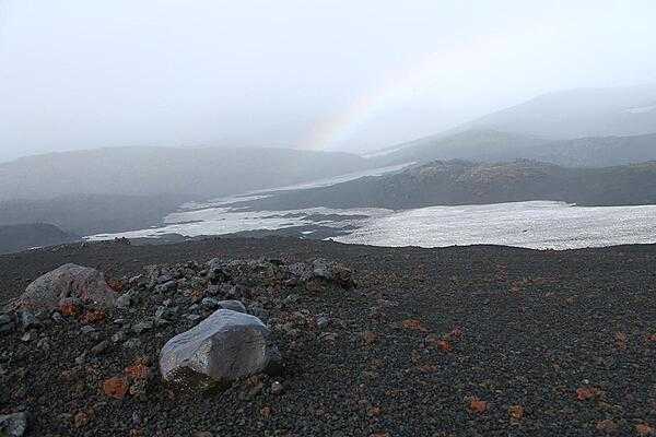 A hauntingly luminous view down the southwest flank of Hekla volcano.
