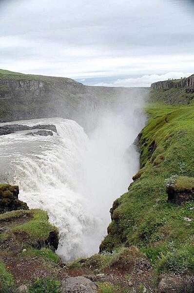 The thundering waters of the Gullfoss Waterfall.