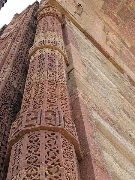 Carved pillar at the Qutab complex, Delhi.
