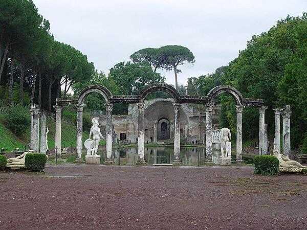 A view of Canopus, a sanctuary to the god Serapis, located in Tivoli at the Villa of Emperor Hadrian (also known as Villa Adriana). The villa complex was created as a retreat for the emperor.