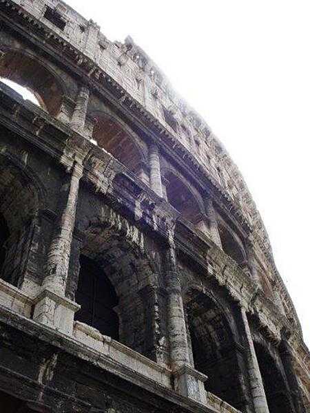 Close-up of some of the arches of the Roman Colosseum.