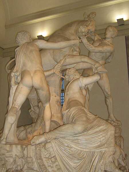 The Farnese Bull at the Archeological Museum in Naples.