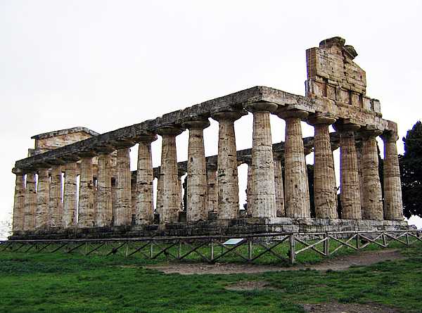 Another view of the Greek Temple of Athena at Paestum, which dates to circa 500 B.C.
