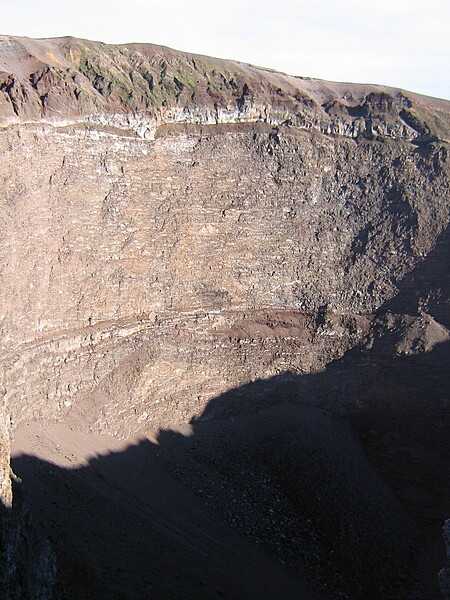 View inside the caldera of Mount Vesuvius.