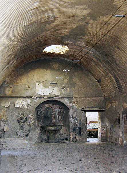 The interior of a Roman bath house in Herculaneum.