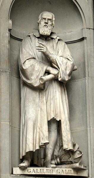 This statue of Galileo Galilei, "the father of observational astronomy, modern physics, the scientific method, and modern science," is one of 28 statues found in the niches in front of the Uffizi Gallery in Florence. The  statues honor famous people in the arts, politics, science, and  religion. Among his discoveries were the confirmation of the phases of  Venus, the discovery of the moons of Jupiter (later named the Galilean moons in his honor), his observation of the Milky Way, and his observation and analysis of sunspots, all done using a telescope of his design and construction.