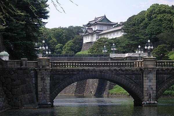 The Imperial Palace and Nijubashi Bridge in Tokyo.
