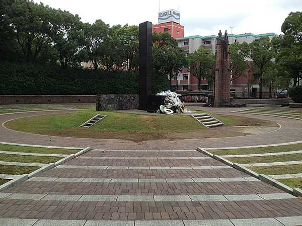 Monument at the atomic bomb hypocenter (ground zero) in Nagasaki.