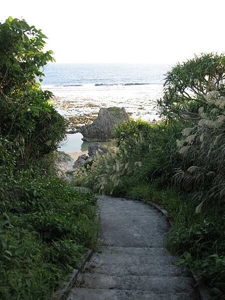 Pathway leading down to an Okinawan beach.