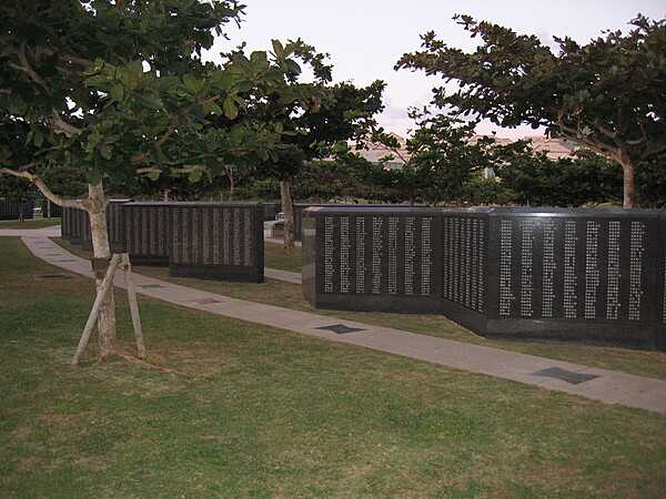 The Cornerstone of Peace is a monument park in Itoman commemorating the Battle of Okinawa and the role of Okinawa during World War II. The names of all who lost their lives in the fighting regardless of nationality and civilian or military status - over two hundred and forty thousand people - are inscribed on some 116 stones at the memorial. The memorial park was opened on 23 June 1995, marking the 50th anniversary of the conclusion of the 82-day battle.