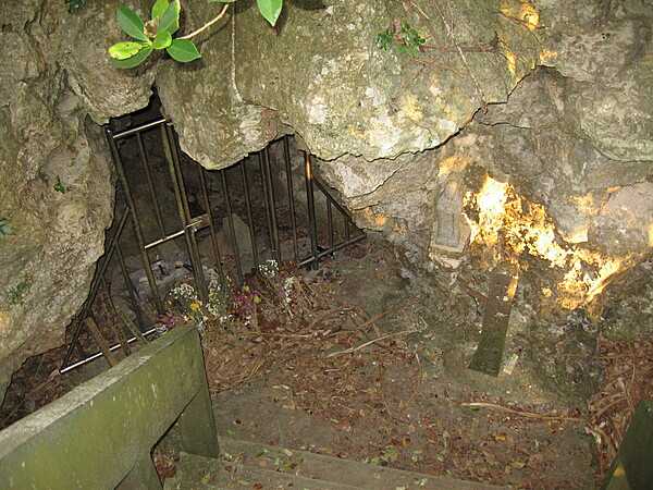 The cave in Mabuni Hill where General Mitsuri Ushijima, the commander of the 32nd Army, had his last command post and committed suicide at the end of the battle for Okinawa.