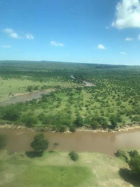 The winding Mara River as seen from the air.