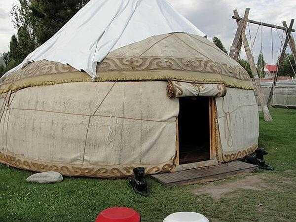 Close up of a yurt.