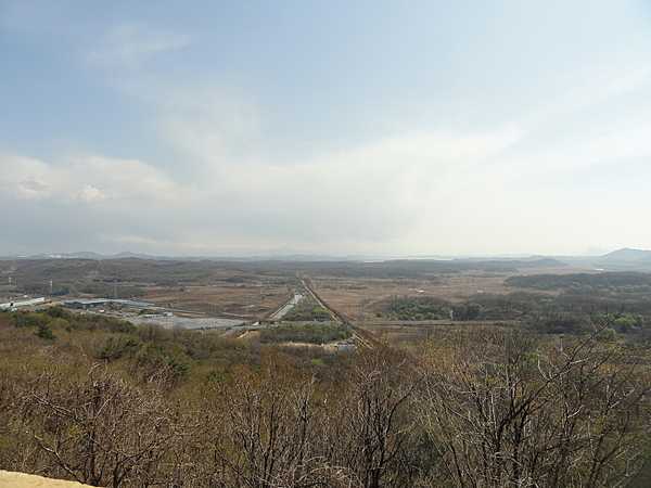A view along the Demilitarized Zone (DMZ) dividing North and South Korea.