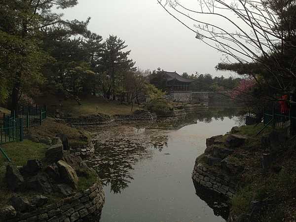 Wolji Pond, formerly known as Anapji, is an artificial pond in Gyeongju National Park. Part of the palace complex of the ancient Silla Kingdom (57 B.C. – A.D. 935). it was constructed by order of King Munmu in A.D. 674. The pond is oval in shape, 200 m from east to west and 180 m from north to south; it contains three small islands.