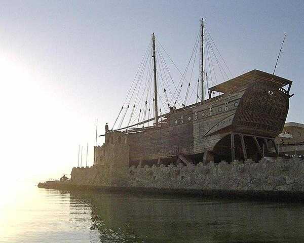 Dhows (Arab sailing vessels) played a prominent role in Kuwait&apos;s maritime history, and were used in trade, fishing, and pearling. This restored example is on display in Kuwait City.