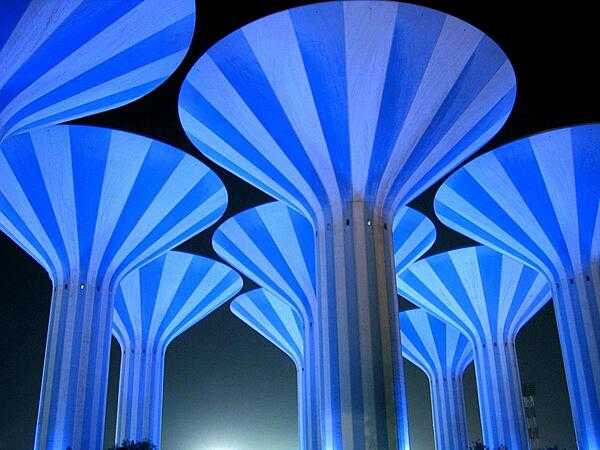The Kuwait Water Towers: &quot;Mushrooms in the Desert.&quot; There are actually 31 of these aesthetically pleasing water towers in Kuwait City; they were completed in 1976.