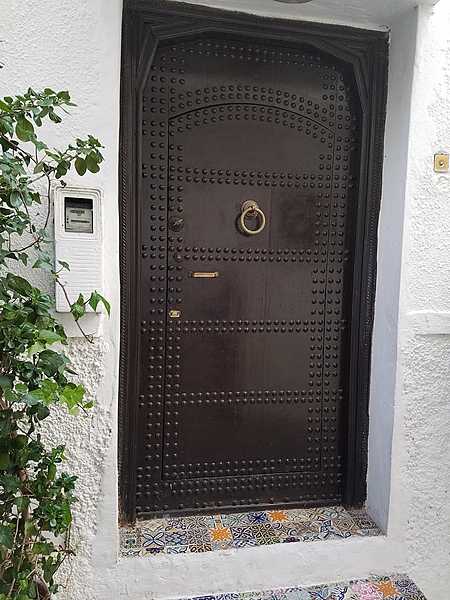Decorated door in the Kasbah in Tangier.