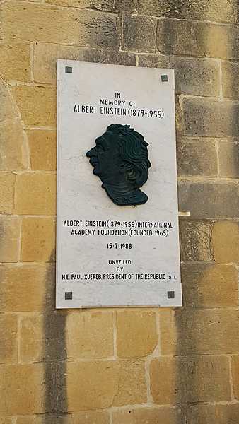 Located in the Upper Barrakka Gardens, the highest point in Valletta, is a marble and bronze plaque erected to honor the world famous theoretical physicist, Albert Einstein. This memorial is one of many plaques and statues dedicated to prominent people in the gardens. Built in 1661 as a private garden and exercise ground for the Knights of St. John, the public could only enter the Upper Barrakka gardens after the French occupation ended in 1800. Along with the statues and plaques are many colorful flowers and trees.