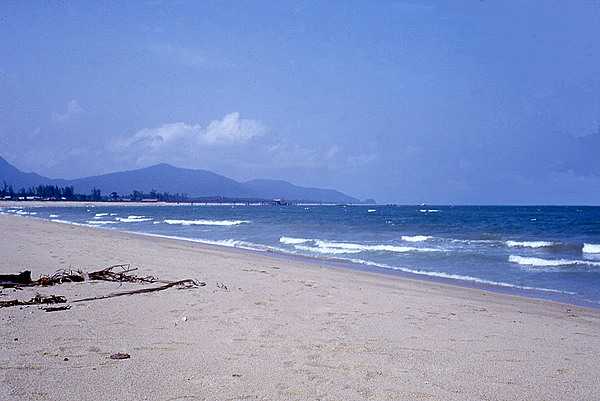 A stretch of white-sand beach on the Malay Peninsula.