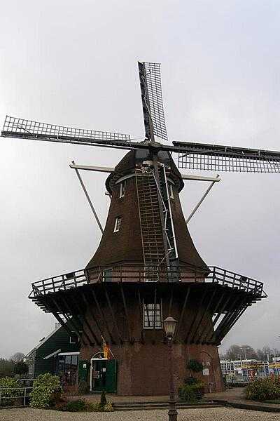 Molen van Sloten (the Sloten Windmill), on the outskirts of Amsterdam, is a still-functioning polder-draining mill. Dating from 1847, the mill can pump 60,000 liters of water per minute from the polder.