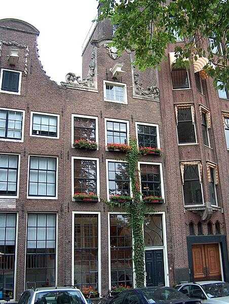 Modernized facades on older buildings in Amsterdam.