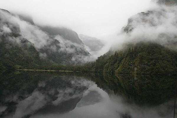 Hall Arm of Doubtful Sound in Fiordland National Park on the South Island is renowned for its still waters.