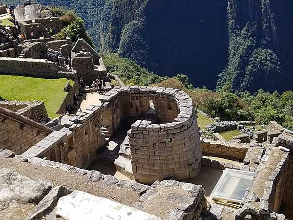 The Temple of the Sun or Torreon at Machu Picchu.