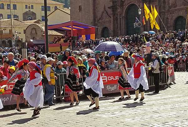 A festival in Cusco. Between the 13th and 16th centuries, the city served as the capital of the Kingdom of Cusco (ca. 1200 to 1438) and later of the Inca Empire (1438-1533).