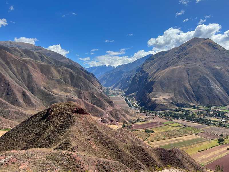 A view of the Sacred Valley, the 97-km (60-mi) lush green corridor between Machu Picchu and Cusco.