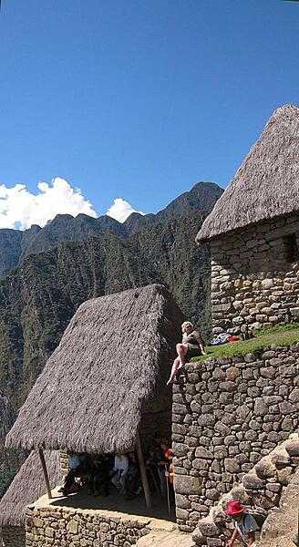 Thatched roofs have been restored on some of the buildings at Machu Picchu.