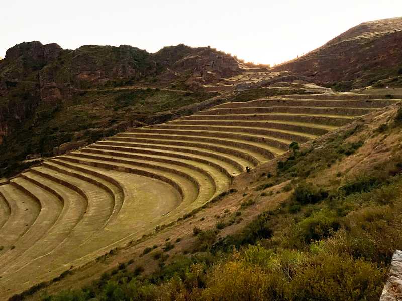Pisac is a village at the eastern end of the Sacred Valley region. With terraces covering large portions of the hillside, it was a major crop growing site for the Inca Empire.