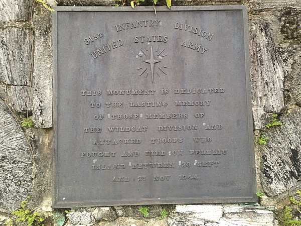 Memorial marker to the US Army's 81st Infantry Division on Peleliu.