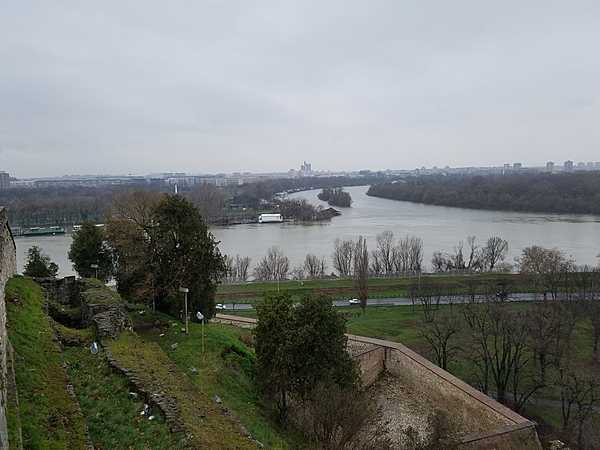 Confluence of the Sava and Danube Rivers as seen from the Kalemegdan Fortress in Belgrade.