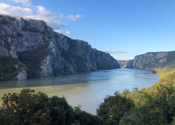 A view of the Iron Gates gorge on the Danube River.