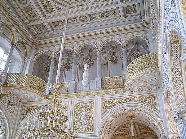 Some of the beautiful architecture found in the interior of the Hermitage Museum in Saint Petersburg. Located on the River Neva, the museum occupies six buildings and reputedly houses 3 million works of art.
