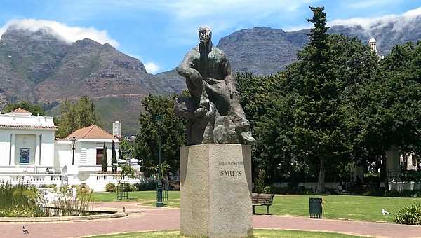 Statue of Jan Smuts in Cape Town. Smuts was a former prime minister and military leader who later in life opposed strict segregation.