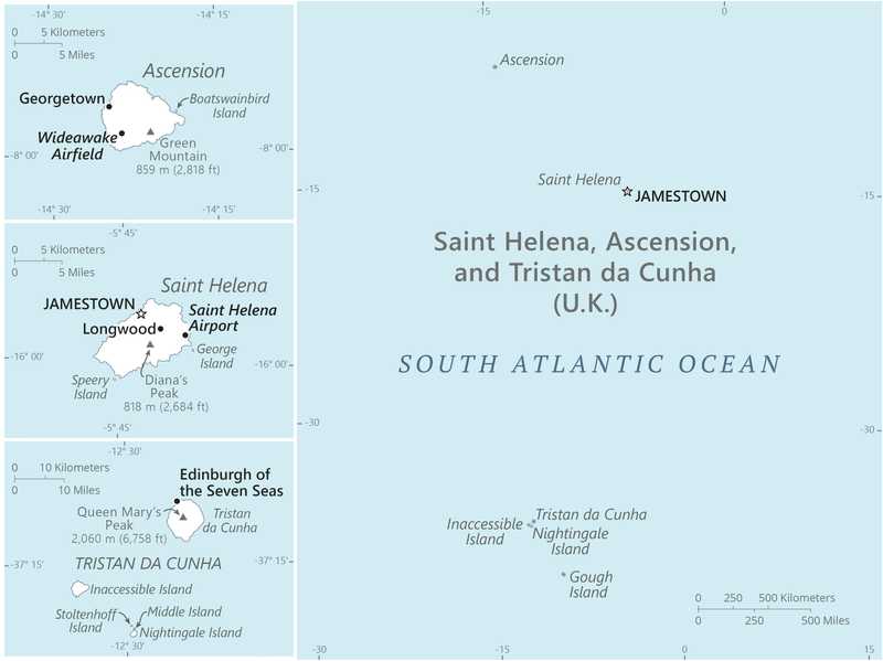 Saint Helena, Ascension, and Tristan da Cunha map