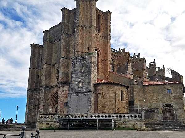 Church of Santa Maria de la Asuncion in Castro Urdiales, a northern Spain seaport town in the autonomous community of Cantabria; front view.