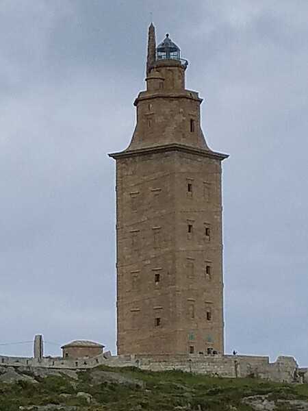 The Tower of Hercules in La Coruna was built by the Romans as a lighthouse in the 2nd century A.D. The 55 m Tower sits on a 57 m hill. The first 34 m of the Tower date back to Roman times; the rest of the Tower was added during a renovation in 1791. The lighthouse is still working, and its light can be seen from 35 km at sea. The Tower is the best- preserved Greco-Roman structure of its kind and is the oldest functioning lighthouse in the World.