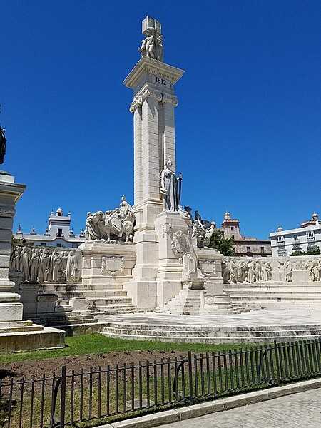 Monument in Cadiz to the 1812 Spanish Constitution, the first in Spain. The Constitution was established on 19 March 1812 by the Cortes of Cadiz, the first Spanish legislature.