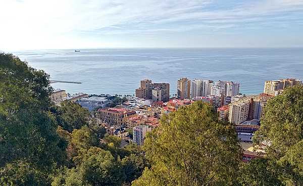 View from the Gibralfaro Castle over the city of Malaga, the second largest port in Spain.