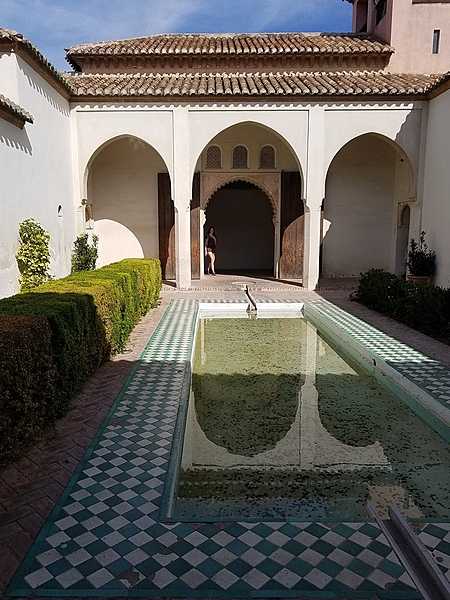Courtyard garden of the Cuartos de Granada (The Granada Quarters) in the Inner Citadel of the Alcazaba of Malaga.
