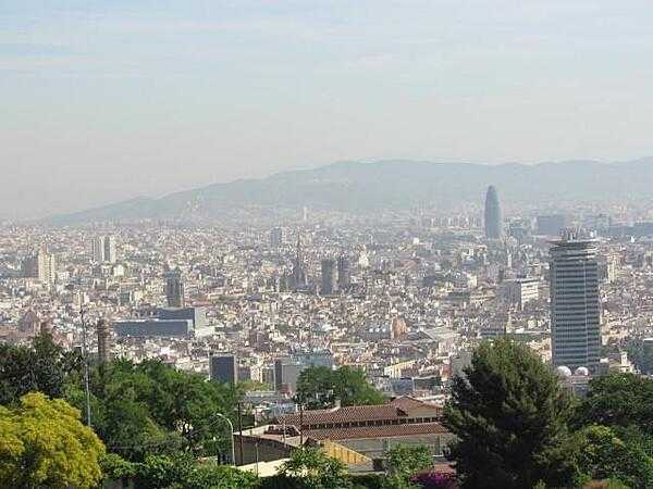 A view of Barcelona from the heights overlooking the city.