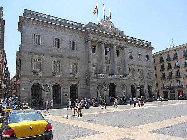 The facade of the City Hall in Barcelona.