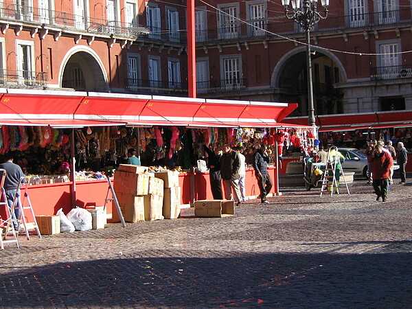 A market in the Plaza Mayor in Madrid.