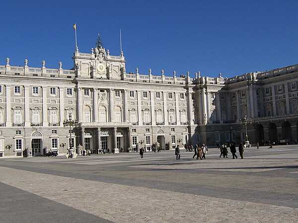 Another view of the Royal Palace in Madrid from the Plaza de la Armeria.